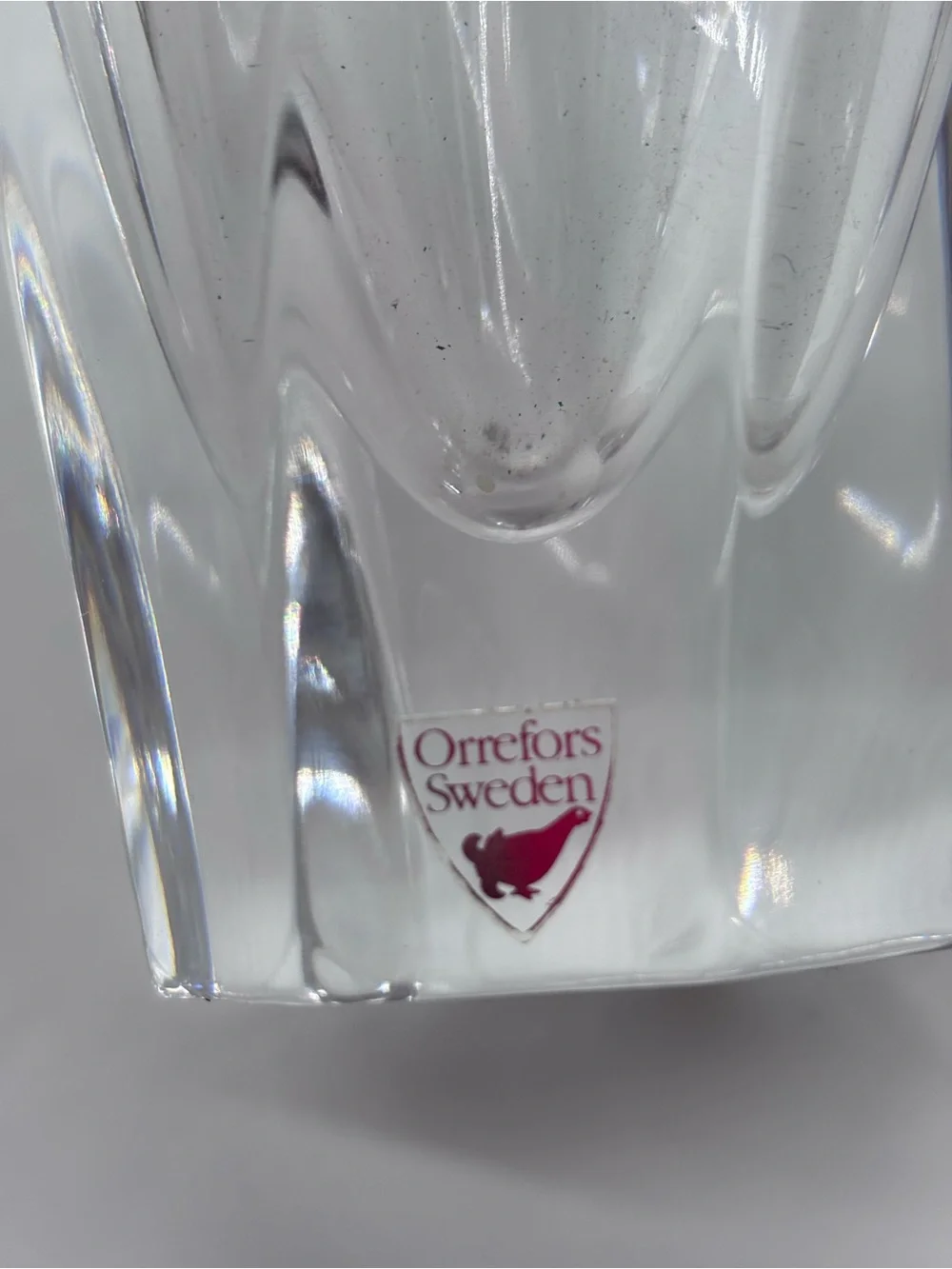 Orrefors Kostaboda Clear Crystal Vase with Sculpted Form